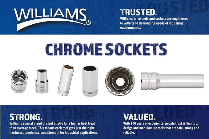 Williams B-608 3/8 Drive Shallow Socket, 6 Point, 1/4-Inch