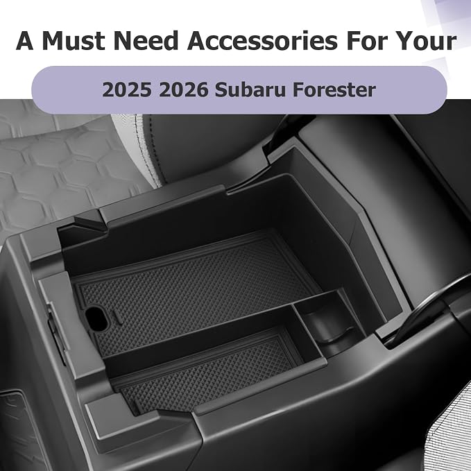 LUWU for 2025 2026 Subaru Forester Accessories for 2025 2026 Forester Base/Sport/Limited Armrest Console Secondary Storage Box Insert Tray ABS Material Black (Not for 2026 Touring/Wilderness/Premium)