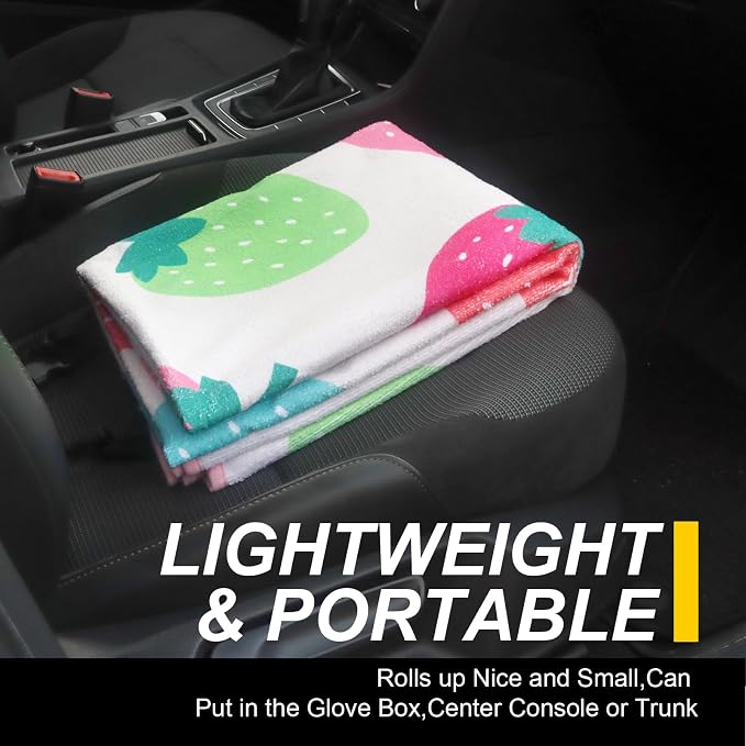 Back Seat Cover for Car Trucks Van SUV Jeep,Waterproof Rear Bench Towel Seat Covers for Dogs and Kids,Automotive Backseat Protector (Strawberry)