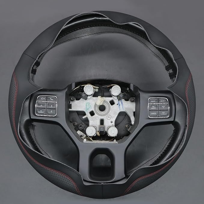 MEWANT Hand Stitch Steering Wheel Cover for Dodge RAM 1500 2012-2018 1500 Classic 2500 Black Real Leather Steering Wrap