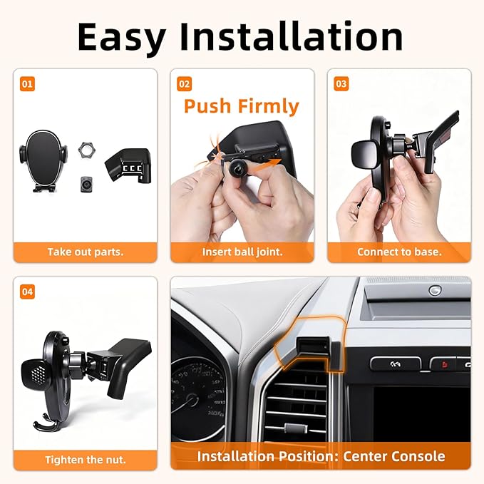 Phone Mount for Ford F150 (2015–2020), 360° Adjustable Dashboard Phone Holder, Hands-Free Car Smartphone Mount for iPhone, Google & Android, Ford F-150 Interior Accessories, Gifts for Car Guys