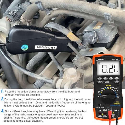 Digital Multimeter RQ-770K Automotive AC/DC Dwell Multimeter TRMS 6000 Counts +RQ-705ASignal Pick-up Inductive Clamp Tach 600 RPM ~ 12000 RPM +RQ-605A AC/DC 600A Clamp-on Current Probe Amp Adapter