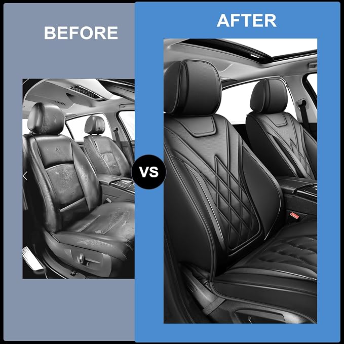 Fit Expedition Car Seat Covers for Ford Expedition 2011-2025 2026(Only 5-Seat Version) - Luxury Leather, All-Weather Seat Cushions, Waterproof, Airbag Compatible, Full 5-Seat Set (Black)