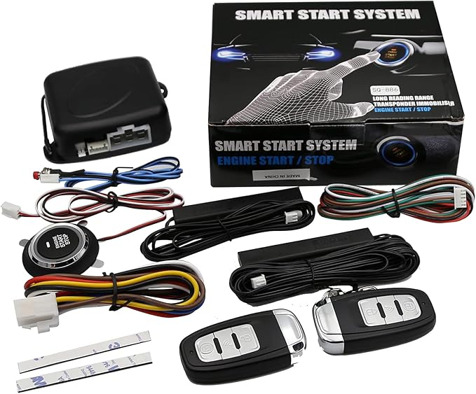 3T6B Passive Keyless Entry Car Alarm System PKE Engine Starter Push Button Vehicles Start/Stop Kit Safe Lock with 2 Smart Key (Upgrade)