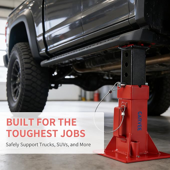 Garvee Heavy-Duty 22 Ton Jack Stands, 2 Pack Pin Type Supports with Quick-Lock for Trucks, RVs & Trailers, 13-19.68 Inch Adjustable Height, Professional Automotive Garage Equipment, Red