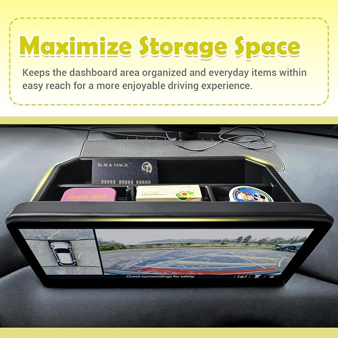 Dashboard Organizer & Front Console Divider & Armrest Storage Box Compatible with 2022 2023 2024 2025 Mazda CX-5 Accessories, Center Console Compartment Behind Screen Storage Tray Open Pocket Cover