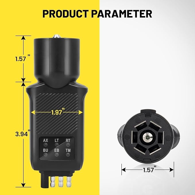 Oyviny 7 Pin Trailer Plug Tester & 4 Pin Trailer Tester with Double-Sided LED Indicators, Trailer Light Tester for Boat Trailer RV Truck Camper, Not Suitable for Vehicle with Lamp Out Sensor