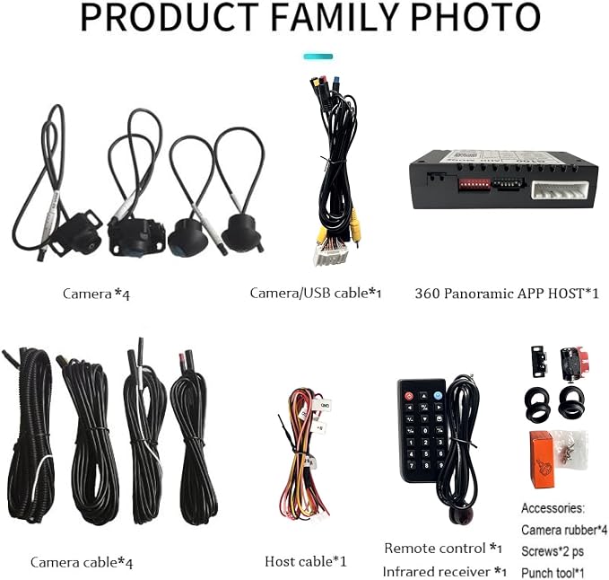 BY-J 360 Degree Bird View Surround System, 1080P Car DVR Recording Panoramic View, All Round Rear View Camera with AI Intelligence, for Car, SUV, Van Vehicles