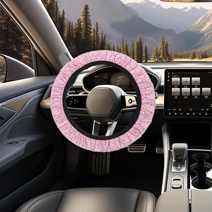 20 PCS Butterfly Car Accessories,Including Steering Wheel Cover,Rearview Mirror Decoration,Etc,Suitable for Sedans,SUVS and Other Models,Cute Car Interior Sets Suitable for Women (Pink)