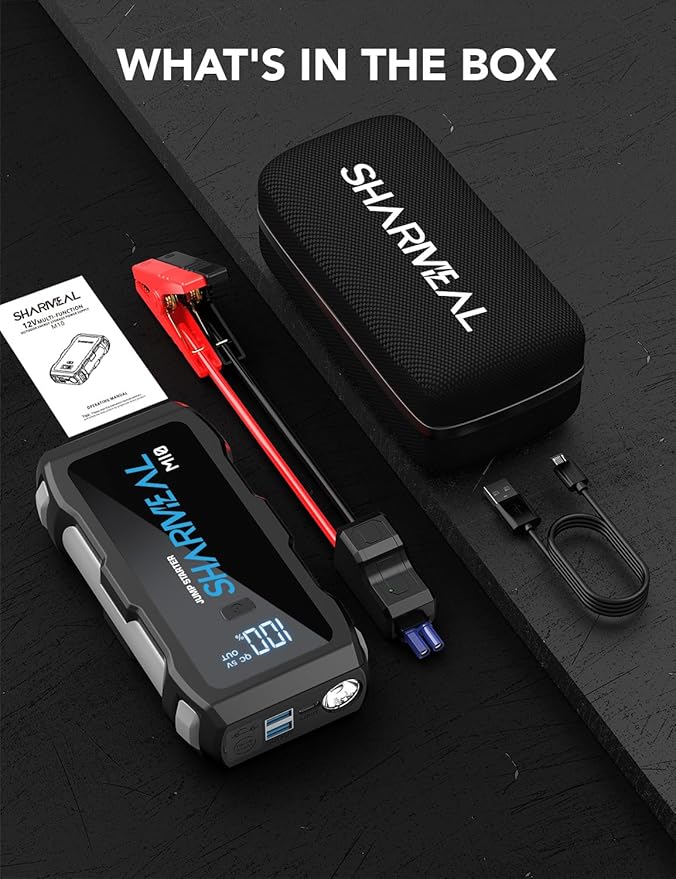 Jump Starter 5000A, 12V Car Battery Jump Starter with USB Quick Charge (Up to 10.0L Gas or 9.0L Diesel Engine), Battery Booster with 3 Modes Flashlight and Jumper Cable
