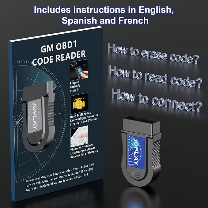 JOPLAY OBD1 Scanner and Code Reader ONLY Compatible with GM 1982-1995 Vehicles, ECM ABS Diagnostic Scan Tool with Instructions in English, Spanish, and French (Blueblack)