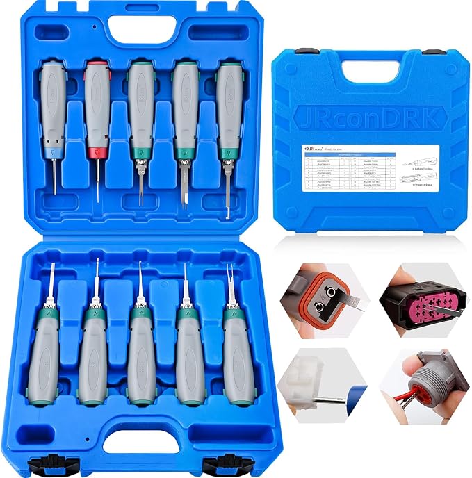 JRready Terminal Removal Tool Automotive Depinning Tool Kit - for TE, AMP, Delphi, Molex, Deutsch DT/DTM/DTP,JPT Connectors for Electrial Pin Extraction Release and Appliance Repairs JRconDRK00A10-02