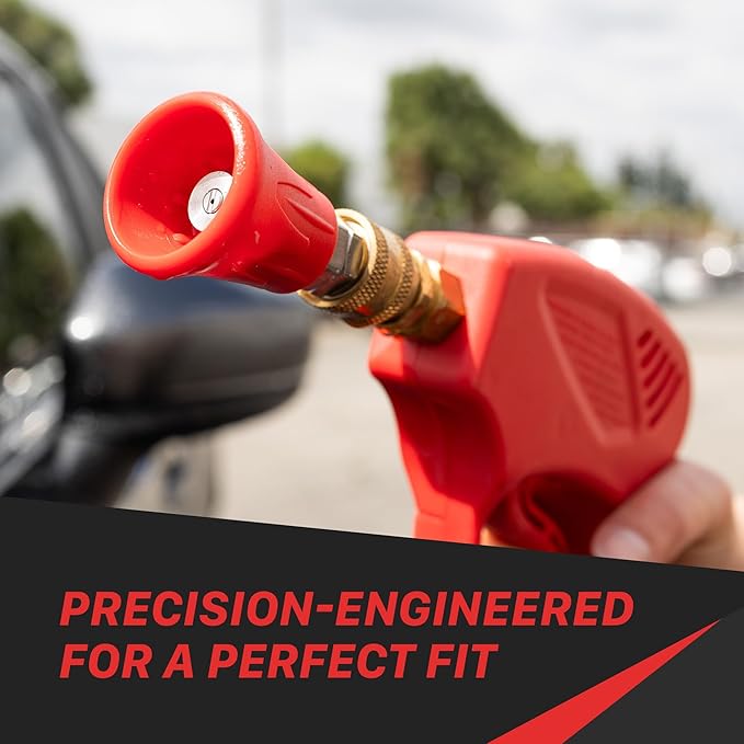 Maxshine Premium Stainless Steel Spray Nozzle Set | Universal ¼″ Quick-Connect Nozzles (15°, 25°, 40°) in Protective Rubber Housing | Durable, Leak-Free Professional Car Wash Accessory