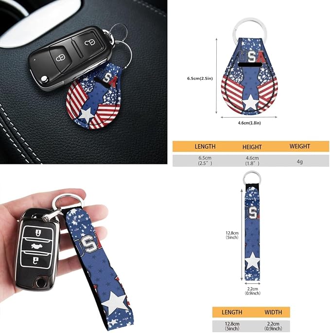 Howilath American Flag Stars Auto Front Seats Protector with Steering Wheel Cover/Seatbelt Pads/Armrest Cushion/Keychain/Car Coasters Set of 10 Accessories Interior Decor