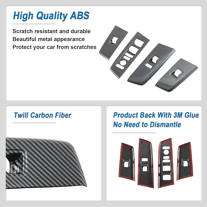 Carbon Fiber Window Lift Switch Panel Cover Compatible with 2023-2026 Honda CR-V CRV