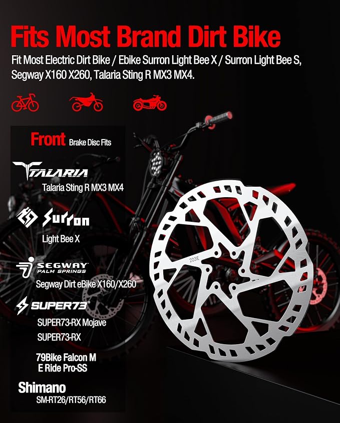 Heavy Duty 203MM Thickened Front Brake Disc Rotor, Stainless Steel Motorcycle Brake Rotor for Talaria Sting Offroad TL3000, TL50, TL4000, TL45, X3 MX TL2500, Surron LBX, Segway X260/X160