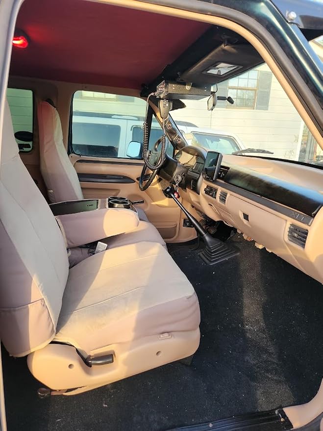 Durafit Seat Covers, Made to fit 1993-1998 F150-F550 Regular, XCab and Crew Cab High Back 40/20/40 Split Seat with Molded Headrests and Opening Center Console Seat Covers in Black Endura