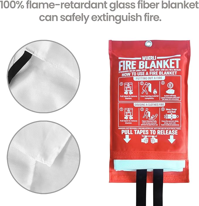 Fire Blanket for Home and Kitchen,40" x 40",8 Pack,Emergency Fire Blanket