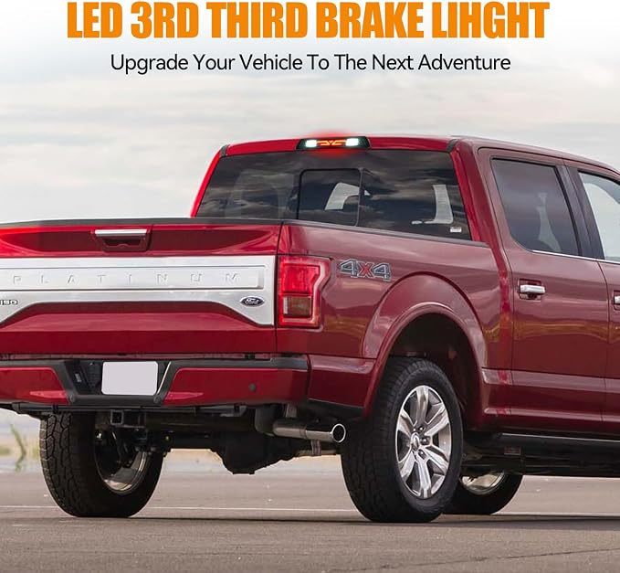 Third 3rd Brake Light, LED High Mount Stop Light for 2009-2014 Ford F150, 10-14 Lincoln Mark LT, Rear Center Cab Roof Tail Cargo Lamp, DOES NOT FIT SVT Raptor & Models with Hill Descent Control
