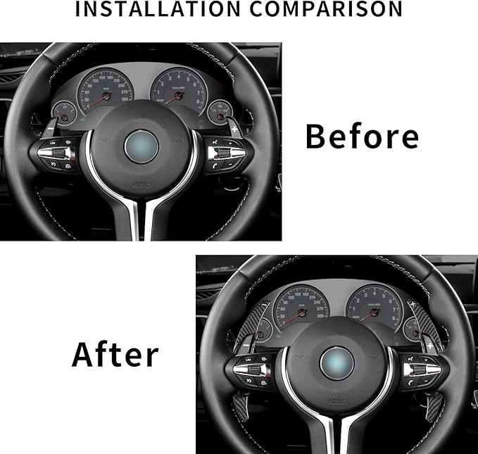 Real Carbon Fiber Steering Wheel Paddle Shifter Compatible with BMW M2 M3 M4 M5 M6 X5M X6M, T-carbon Glossy Paddle Shifter Extension Cover Compatible with BMW M Series 2013-2018(Black)