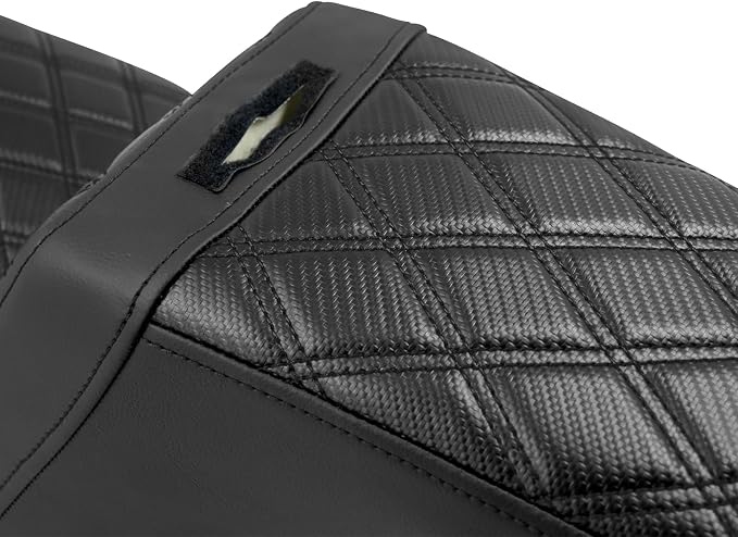 Motorcycle Seat Driver Passenger Seat with Backrests for Harley Low Rider Low Rider S ST 2018-up (Black with black stitching)