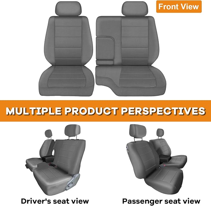 Knitted Truck Seat Cover Compatible with 1995-2000 Toyota Tacoma, Front Bench 60/40 Seat Cover with 2 Headrests and Center Console, Charcoal