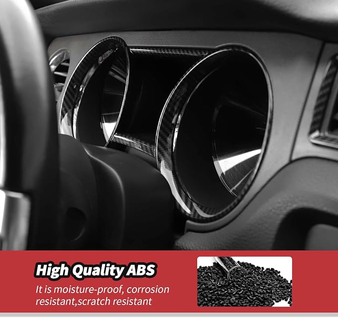 JeCar 4pcs for Mustang Carbon Fiber Interior Dash Vent Cover Trim Kit Fit for 2010-2014 Ford Mustang Interior Accessories