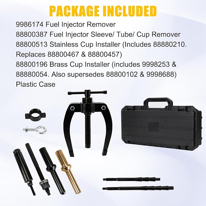 Injector Sleeve Remover Installer Kit for Mack MP7 MP8 D11 D12 D13 Engine | Replce for 9986174 88800387 88800196, heavy-duty steel, truck engine maintenance, removes installs cups without damage