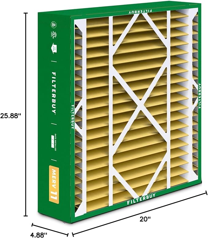 Filterbuy 20x26x5 Air Filter MERV 11 Superior Pet & Allergy Defense (1-Pack), Pleated HVAC AC Furnace Filters for Electro-Air, Lennox, White Rodgers, and More (Actual Size: 20.00 x 25.88 x 4.88)