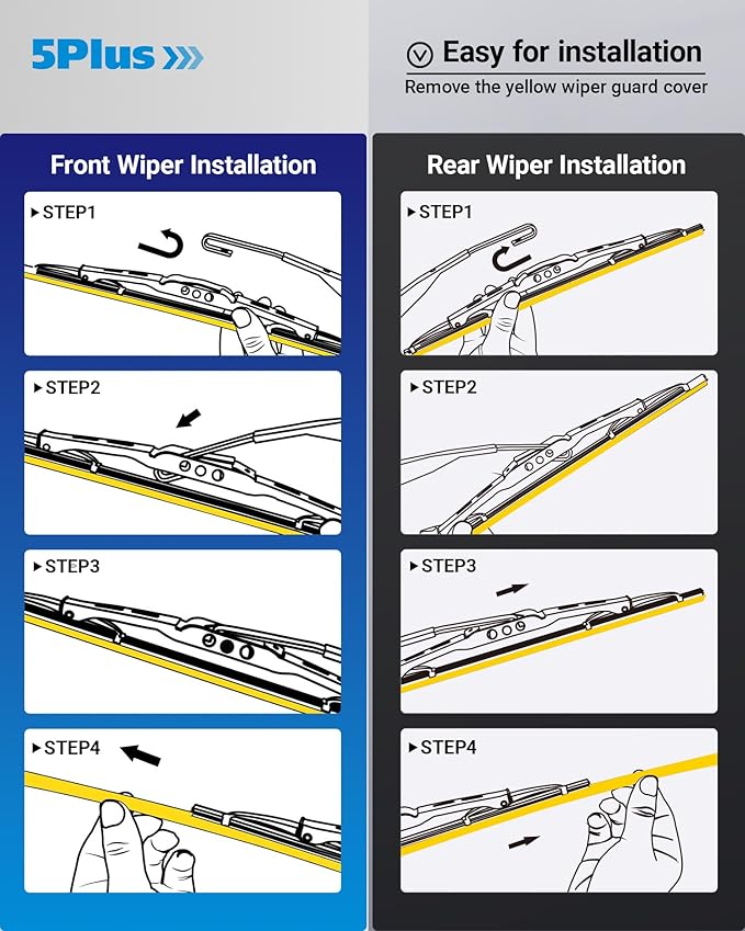 5 PLUS Wipers Replacement for Jeep Patriot 2007-2017 Windshield Wiper Blades,21"+21" Windshield Wipers with 10" Rear Wiper Blade - Factory Fit & All-Season OEM Quality (Pack of 3)