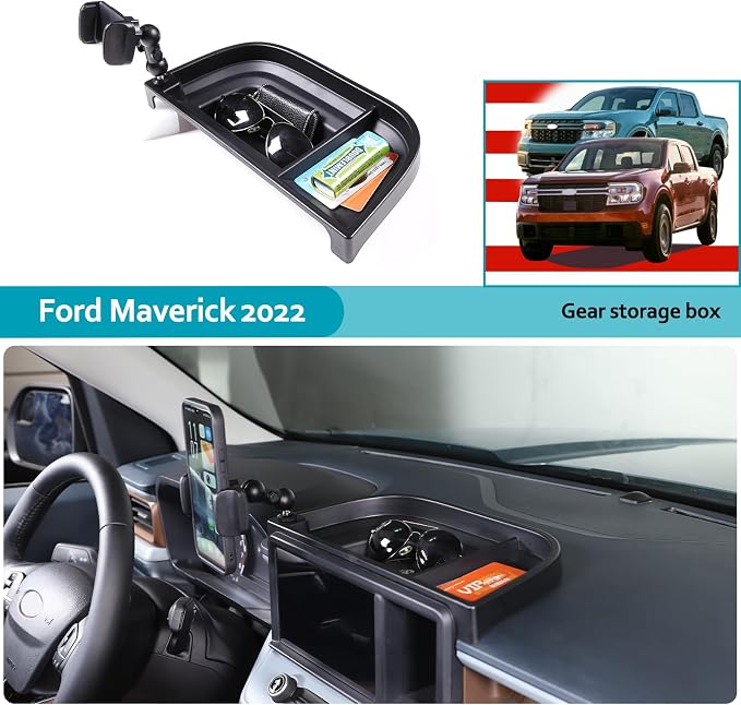 CHEAYAR Dashboard Storage Box Fit for Ford Maverick 2022, ABS Dash Panel Tray Organizer, Dash Tray Phone Holder Mount with Storage Box, Dash Center Console Table Storage Tray (Type A)