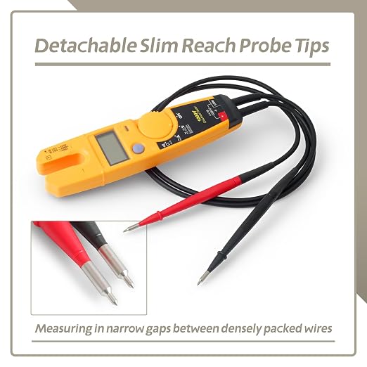 T5-1000 Voltage Continuity and Current Tester Replacement for Fluke Handheld Electrical Testing Tools, OpenJaw Design for Current Measurements Without Metal Touching, Slim Reach Probe Tips