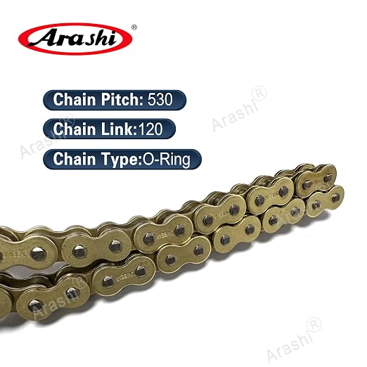 Arashi 530 O-Ring Drive Chain 120 Links with Connecting Master Link for Suzuki GSX1300R GSXR 1300 Hayabusa 1999-2022, Bandit GSF 1250 1250S 2007-2009, Motorcycle Accessories Parts Gold