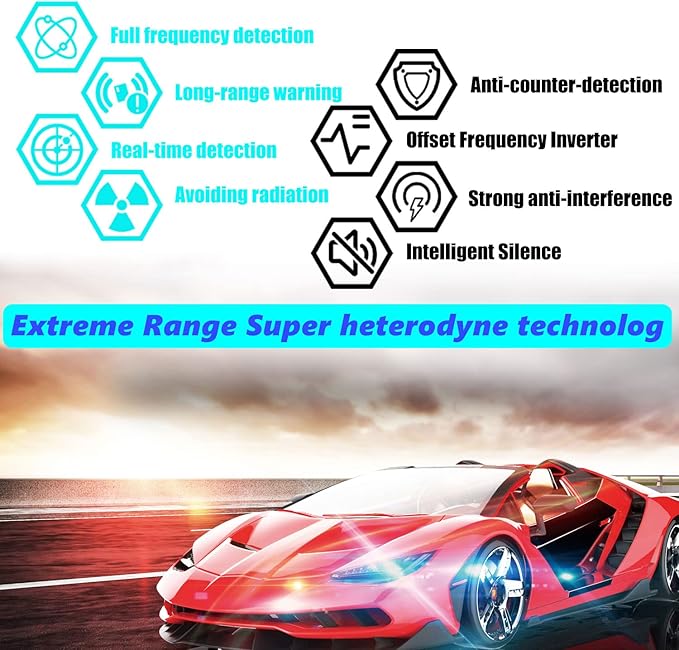 Newly Laser/Radar Detector for Cars with Led Display, Long Range Detection, Mute Memory, City/Highway Mode, Ideal Gifts for Cars (Black)
