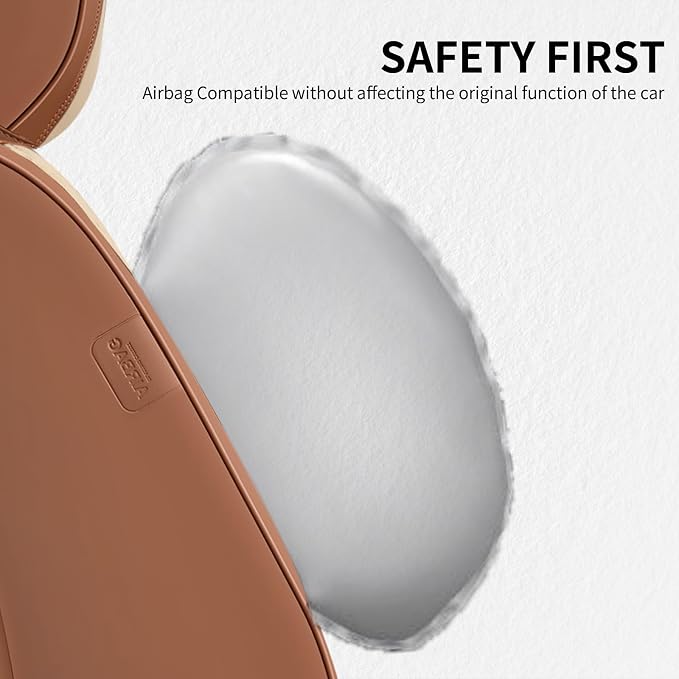 FLORICH Seat Covers, Front Seat Covers 2 PCs, Automotive Seat Cover for Cars, Luxury Leather Universal Seat Cover Accessories Fit for Most Cars SUV Truck Sedans(Beige)
