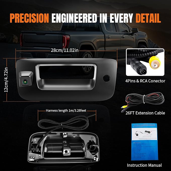 LCWRGS Tailgate Handle Backup Camera for Chevy Silverado & GMC Sierra | 2007-2014 Night Vision Wide-angle Waterproof Rear View Camera Tail gate Handle Key Hole OE# 22755305