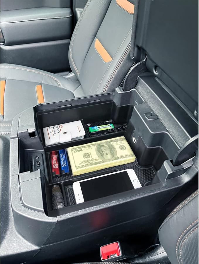 Center Console Coin Tray and Full Center Console Organizer for 2019-2022 Chevy Silverado 1500 & GMC Sierra 1500/2020-2023 Silverado/Sierra 2500HD 3500HD Accessories,Full Console Bucket Seats Only