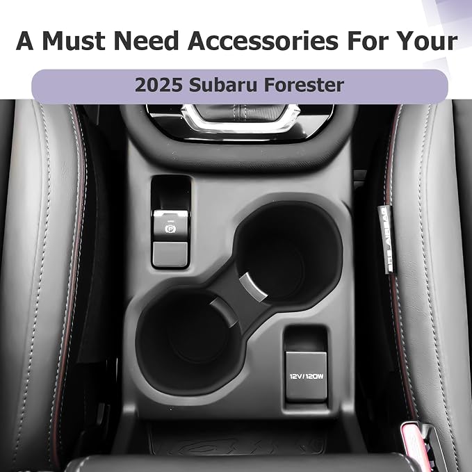 LUWU Forester 2026 Center Console Cup Holder Compatible with 2025 2026 Subaru Forester Accessories Premium TPE Cup Holder Spill-Proof Cups Holders Insert (Not for 2026+ Touring/Wilderness/Premium)