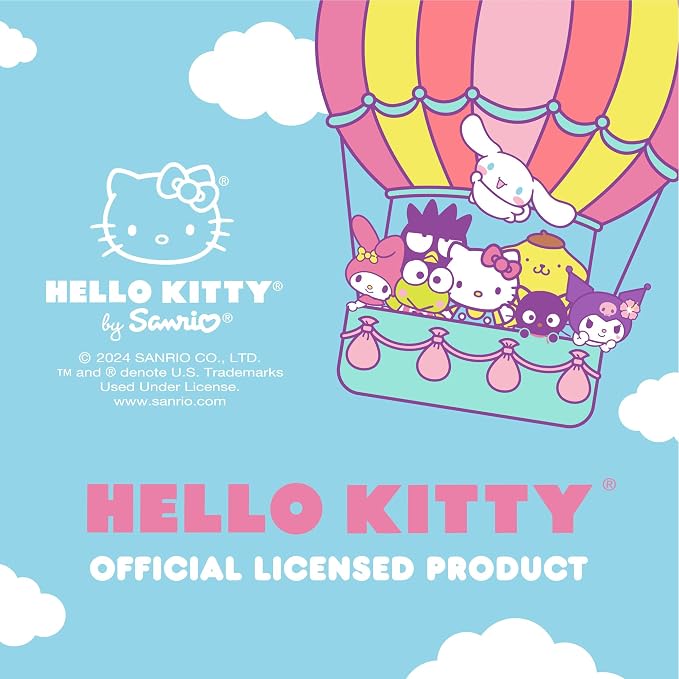 Hello Kitty Steering Wheel Cover Official Sanrio Car Accessory Universal Size 14.5 to 15 Inch Cute Red Design for Women Girls Sedans SUVs Trucks, Anti-Slip Grip, Stretch-Fit Design