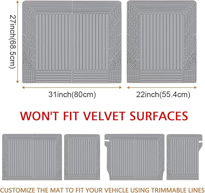 TripleAliners Vehicle Mat Universal Fit Trunk Cargo Liner All Weather Protection XPE Material Seat Back Protector Trim-to-Fit Compatible with Most Cars SUV Sedan(Backrest Mat) NO for Suede Surface