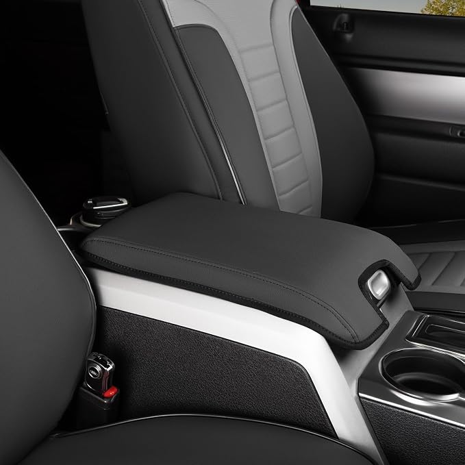 HKZ F150 Seat Covers for Ford F150 2012 2013 2014 Crew Cab 4-Door, Custom Fit Leather Full Set (Black+Grey) – Front & Rear Seat Protector, Waterproof, Durable Interior Accessories