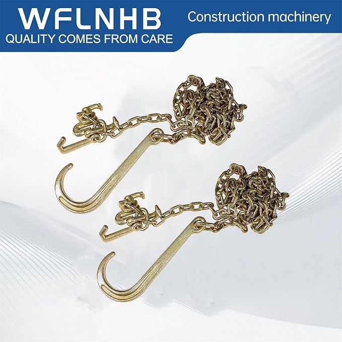 WFLNHB 2PCS G70 5/16 x10 Transportation Tow Chain with RTJ and Grab Hook | Replacement for Recovery Truck Axles