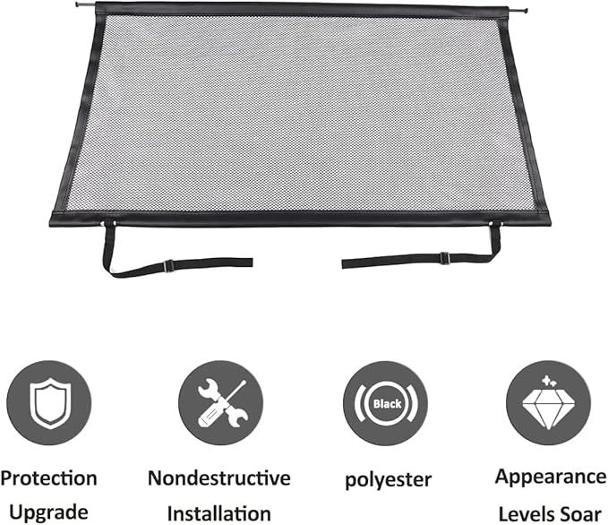 Pet Net Vehicle Safety Mesh Dog Barrier for Mercedes Benz G Class W463 2004-2018, Black Polyester, Plastic Buckle & Hook Fasteners, Car Compatible
