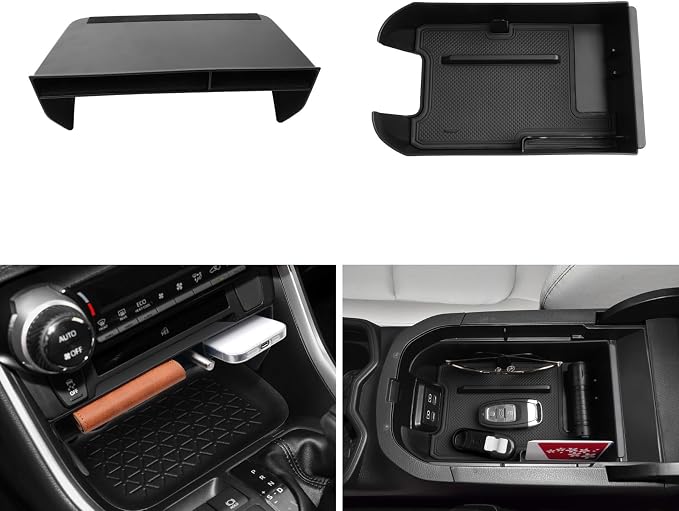 LUWU for 2025 Toyota RAV 4 Accessories Compatible with 2019 2020 2021 2022 2023 2024 2025 Toyota RAV 4 Front Center Console Organizer, Armrest Storage Box Insert Tray ABS Material 2-Pack