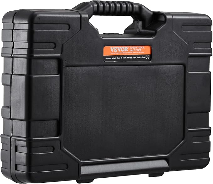 VEVOR 121-Piece Mechanics Tool Set - 1/4" 3/8" 1/2" Drive Sockets - SAE and Metric Mechanic Tool Kit with Bits - Ratchet Handle, Wrenches, Accessories, and Plastic Storage Case for Automotive Repair