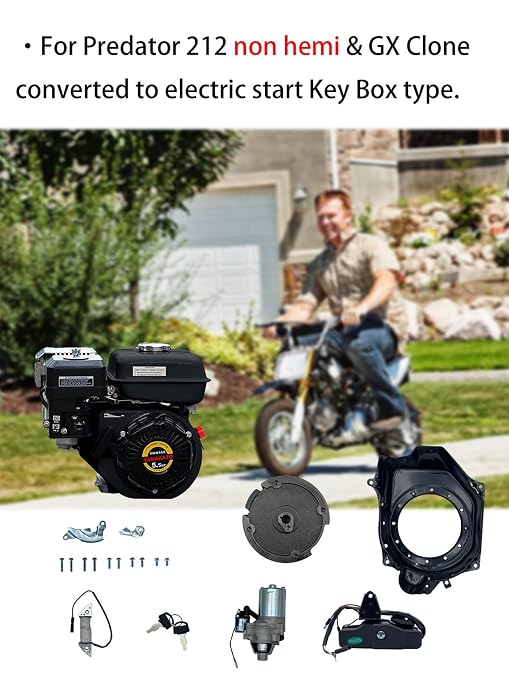 YAMAKATO Electric Starter Kit for Predator 212 Non Hemi 196cc 212cc Coleman Honda Mini Bike Go Kart Small Engine Electric Start