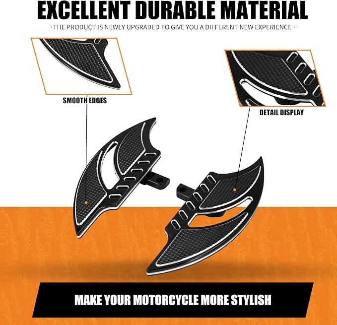 Passenger Footboards Rear Floorboards Male Mount Foot Pegs CNC Cut Fit For Harley Sportster Touring Road King Road Glide Electra Glide Street Glide Dyna (Black)
