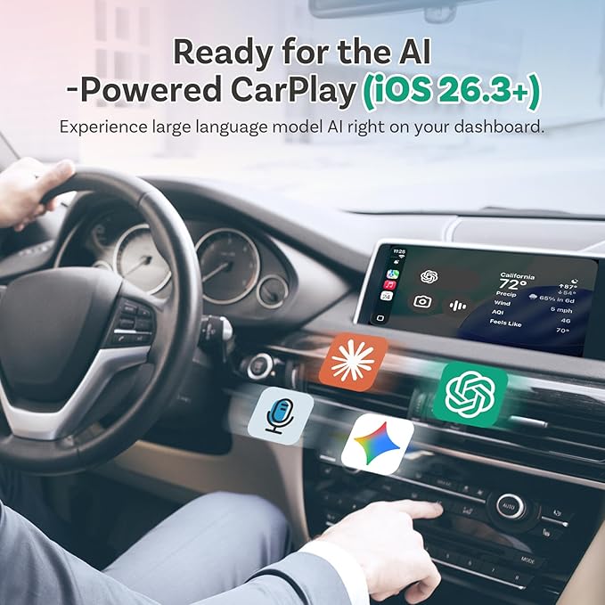 Ottocast Mini Core, 2026 Next-Gen Wireless CarPlay & Android Auto Adapter, WiFi 6 & Bluetooth 5.4 Ultra-Fast Connection, One-Touch Device Switching, Plug & Play, Auto Connect for iPhone & Android
