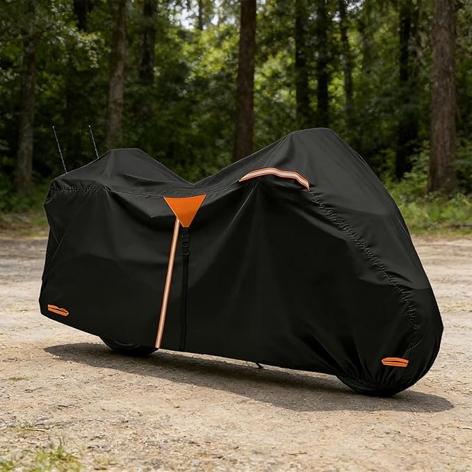 XYZCTEM Motorcycle Cover Heavy Duty Waterproof with Side & Top Box, Fits Harley Davidson Ultra Limited, Road Glide Limited, Gold Wing, Road Master Outdoor All Weather Protection, 110 Inch