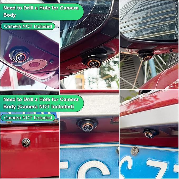 Car AHD1080P Backup Camera with Dynamic Trajectory Guide Line + Flush Hidden Mounting Metal Holder